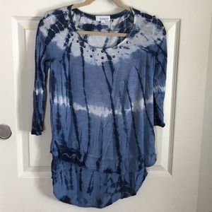 Stud Accent Tie-Die Blouse